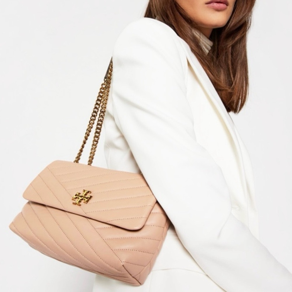 NWT Tory Burch Kira Chevron Convertible Shoulder Bag Pink Moon